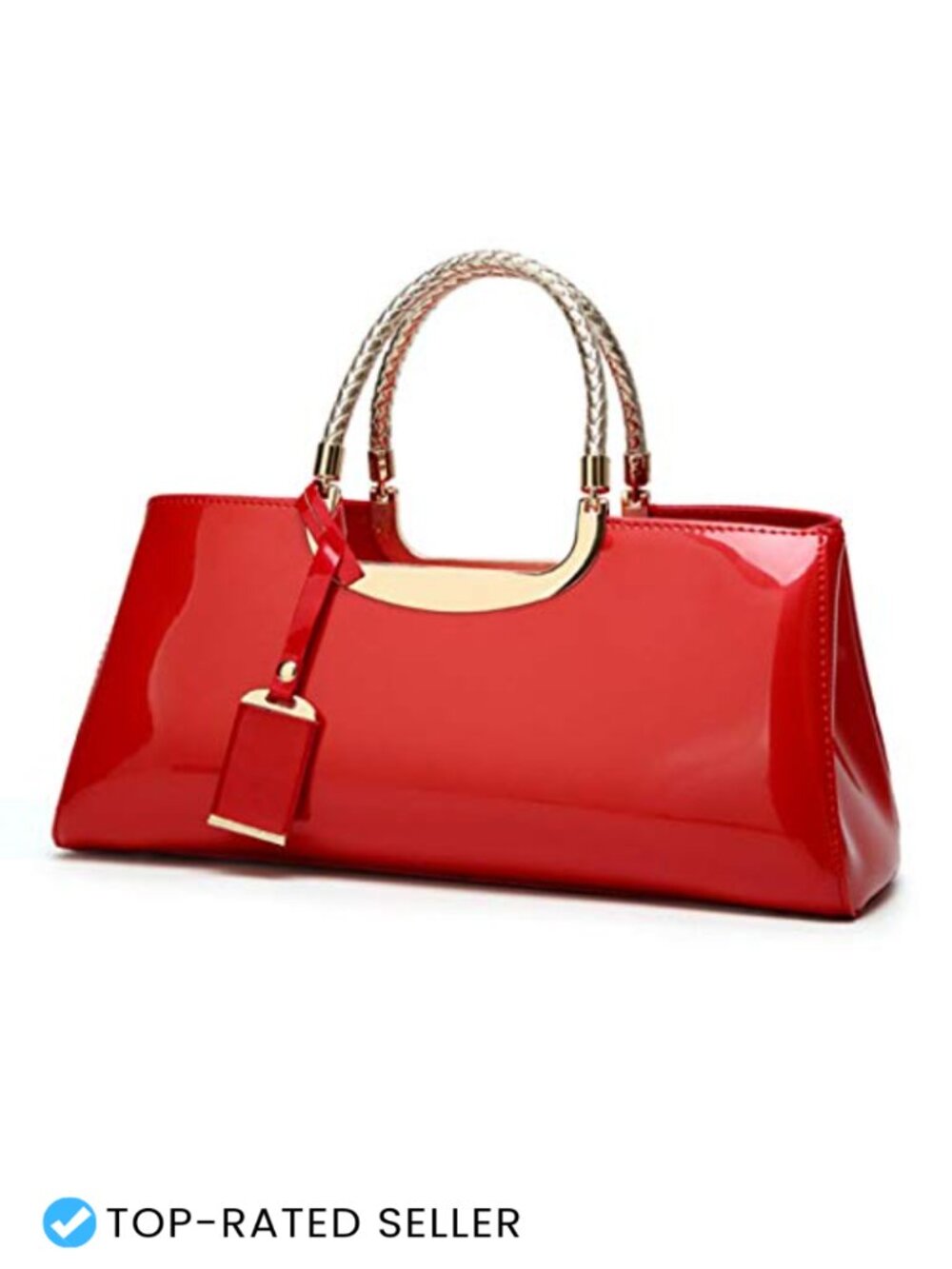 Patent Leather Structured Shoulder Handbag Women Evening Party Satchel